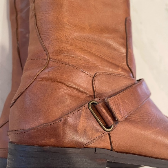MLE chestnut brown tall distressed leather riding boots - Picture 12 of 15